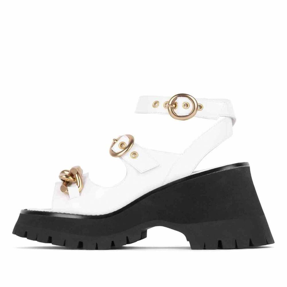 NEW JEFFREY CAMPBELL women's crunched sandals in white box